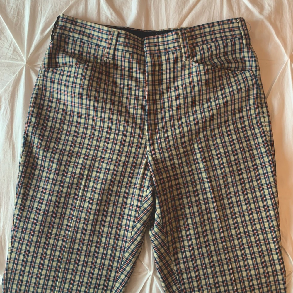 Vintage fit and flair plaid slacks.
